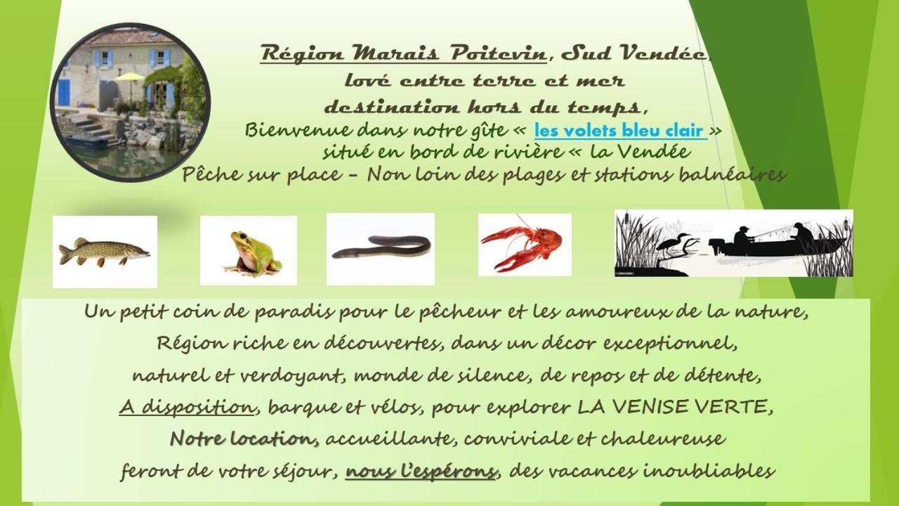 Marais Poitevin Bord Riviere Peche ,Barque, Velos, Wifi, Linge, Cheminee, Cuisine, Terrain De Boules La Taillee ภายนอก รูปภาพ